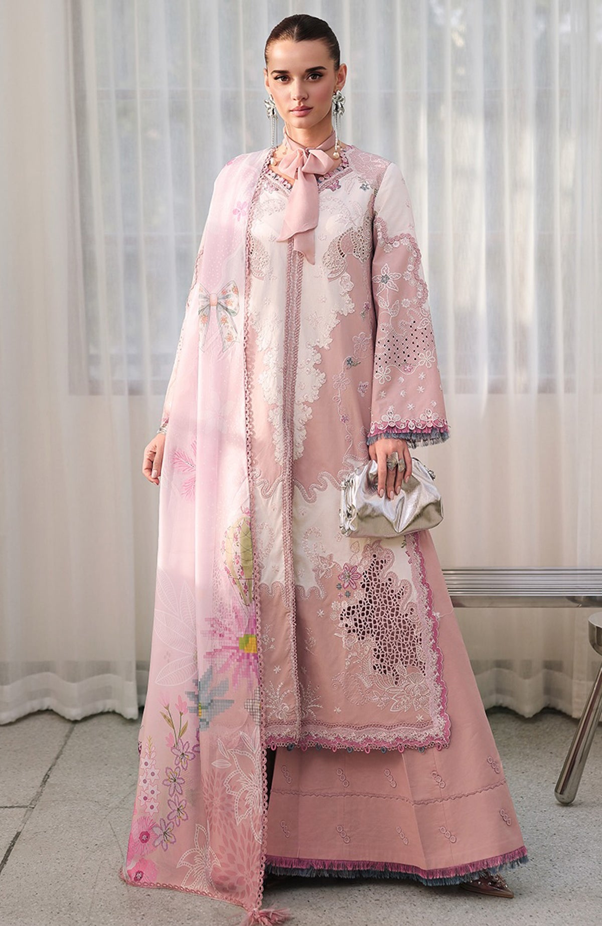 Chikankari By Qalamkar Unstitched Lawn Embroidered 3 Piece Suit - QLMCKL-06- Noura- Summer Collection