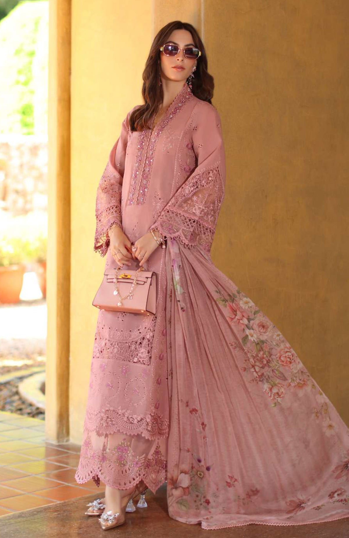 Noor Laserkari By Sadia Asad Unstitched Lawn Embroidered 3 Piece Suit - NSAHSL-3B-Mirelle- Summer Collection