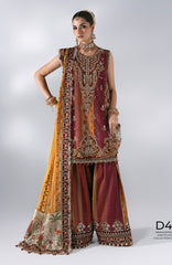 Mbroidered  Edition By Maria B Unstitched Chiffon Embroidered 3 Piece Suits - MBDWEF- D4 - Wedding Collection