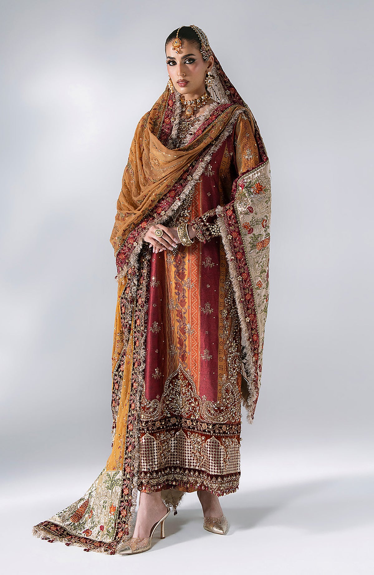 Mbroidered  Edition By Maria B Unstitched Chiffon Embroidered 3 Piece Suits - MBDWEF- D4 - Wedding Collection