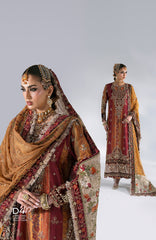 Mbroidered  Edition By Maria B Unstitched Chiffon Embroidered 3 Piece Suits - MBDWEF- D4 - Wedding Collection