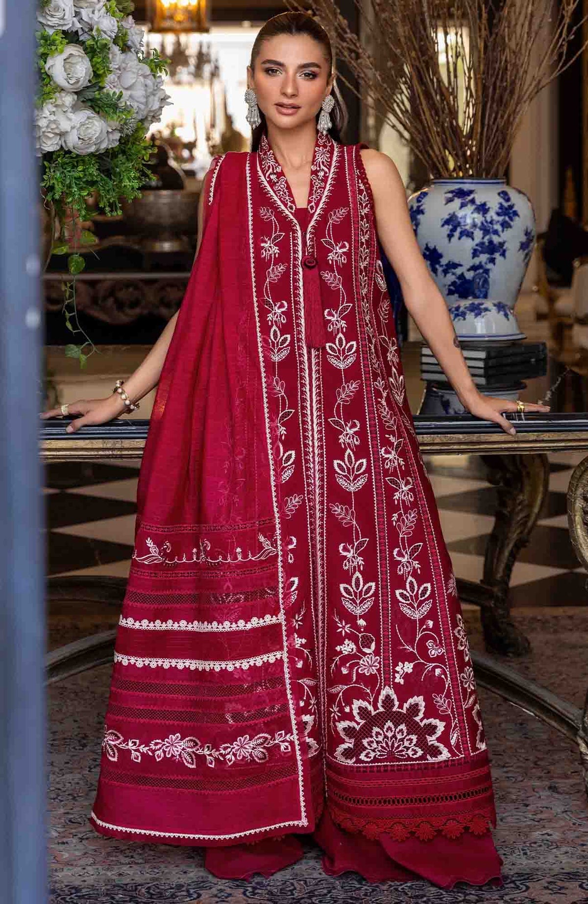 Flow Luxury by Crimson Unstitched Lawn Embroidered 3 Piece Suits -CRMFLXL-5 - Handmade Tale -  Summer Collection
