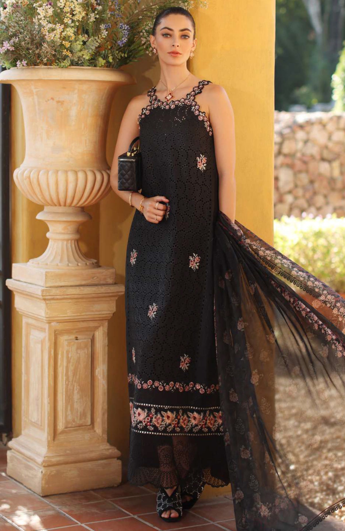 Noor Laserkari By Sadia Asad Unstitched Lawn Embroidered 3 Piece Suit - NSAHSL-5B-Lunaria- Summer Collection