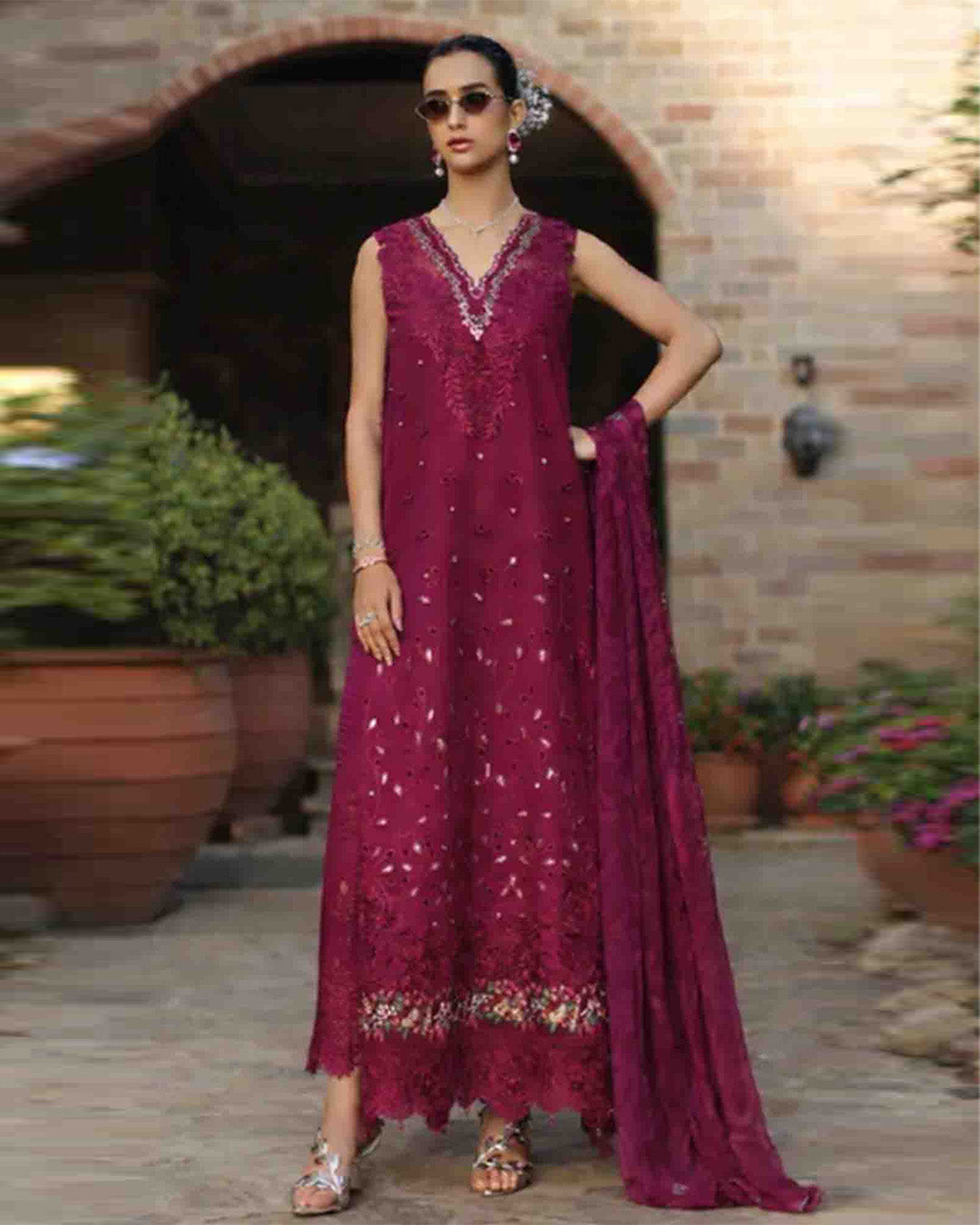 Noor Laserkari By Sadia Asad Unstitched Lawn Embroidered 3 Piece Suit - NSAHSL-6A-Zelina- Summer Collection