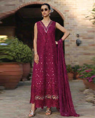 Noor Laserkari By Sadia Asad Unstitched Lawn Embroidered 3 Piece Suit - NSAHSL-6A-Zelina- Summer Collection