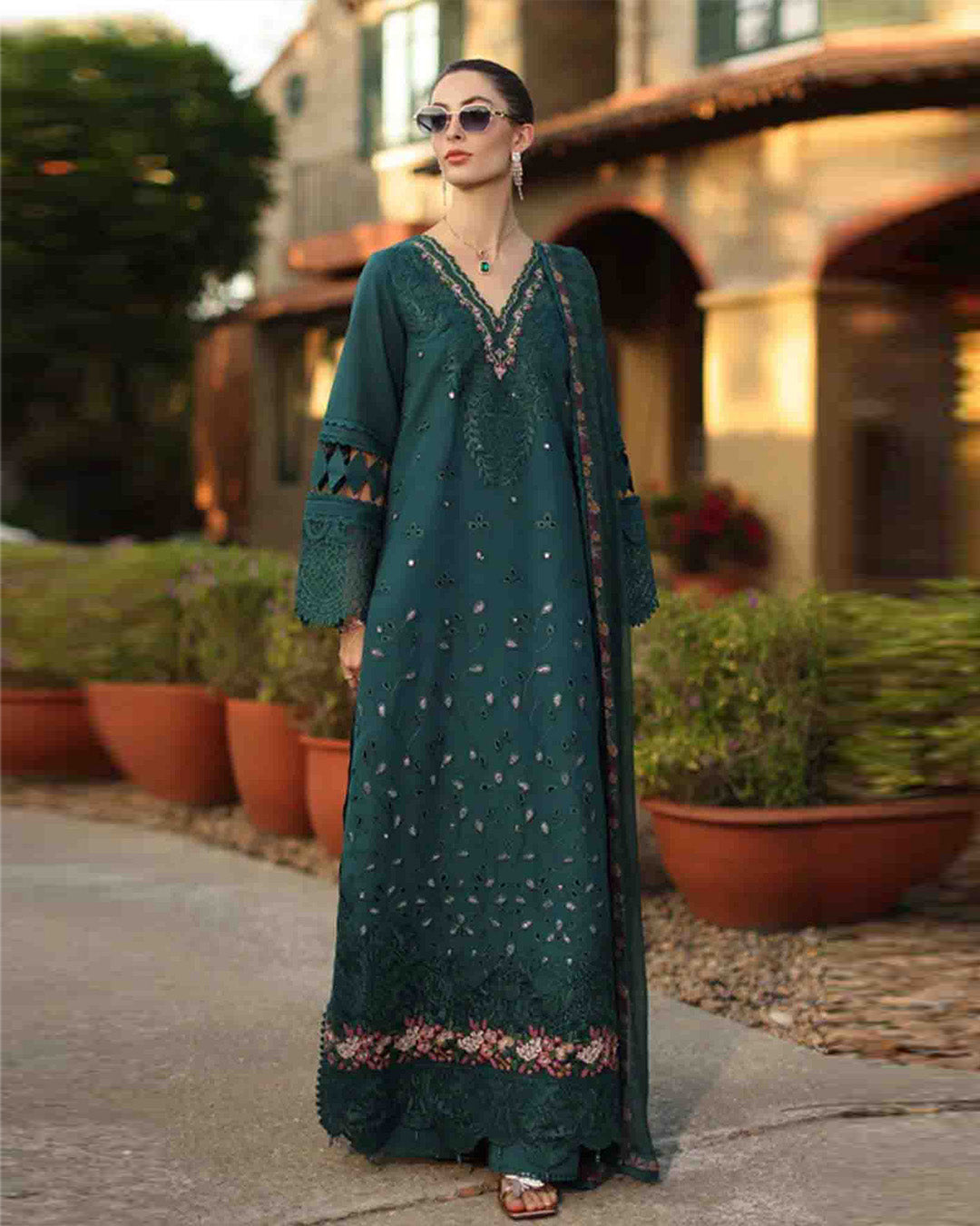 Noor Laserkari By Sadia Asad Unstitched Lawn Embroidered 3 Piece Suit - NSAHSL-6B-Zelina- Summer Collection