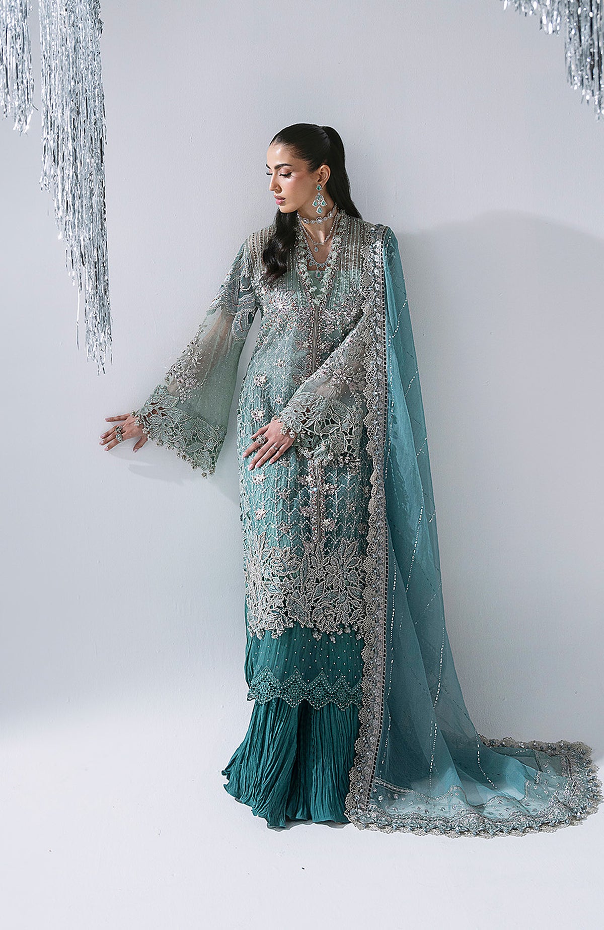Mbroidered  Edition By Maria B Unstitched Chiffon Embroidered 3 Piece Suits - MBDWEF- D7 - Wedding Collection