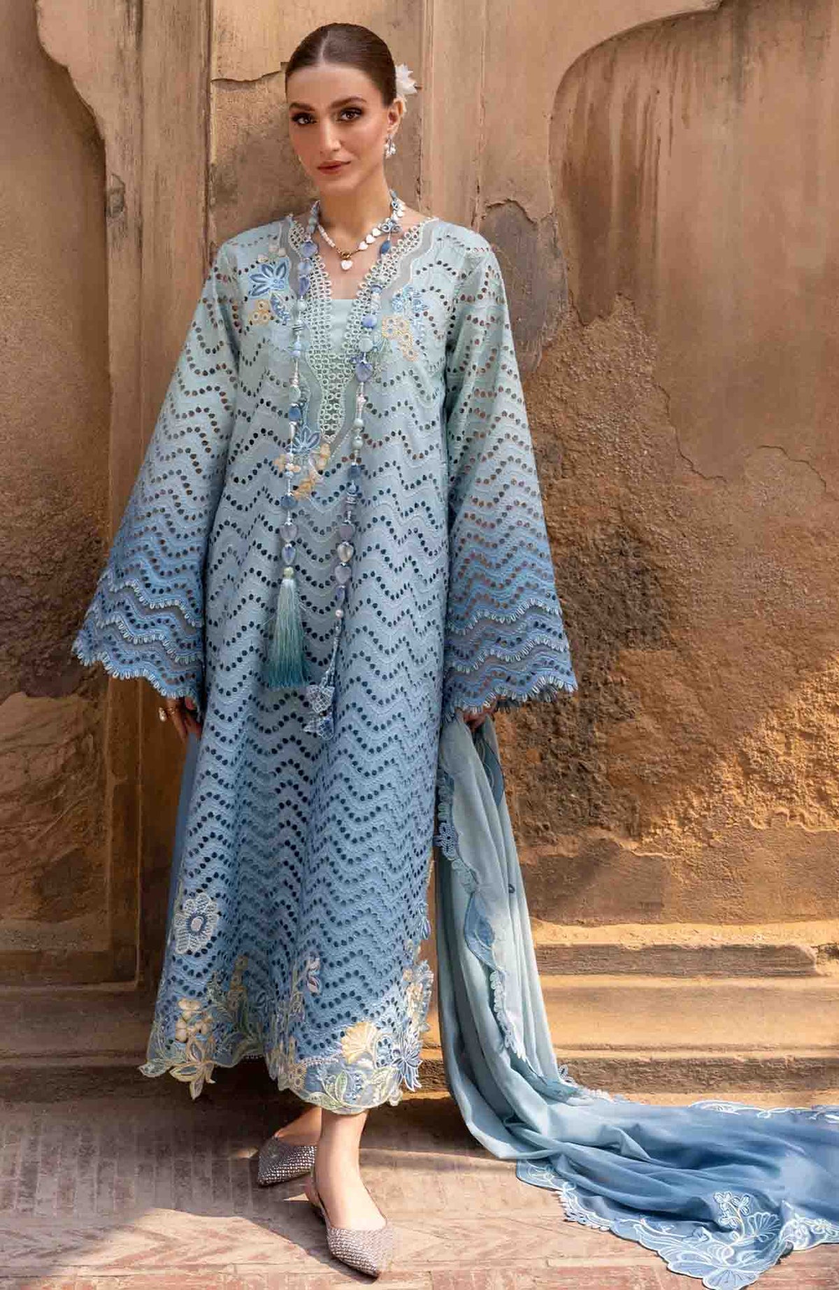 Flow Luxury by Crimson Unstitched Lawn Embroidered 3 Piece Suits -CRMFLXL-8A - Obre Love -  Summer Collection