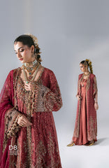 Mbroidered  Edition By Maria B Unstitched Chiffon Embroidered 3 Piece Suits - MBDWEF- D8 - Wedding Collection