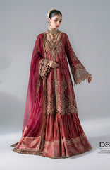 Mbroidered  Edition By Maria B Unstitched Chiffon Embroidered 3 Piece Suits - MBDWEF- D8 - Wedding Collection