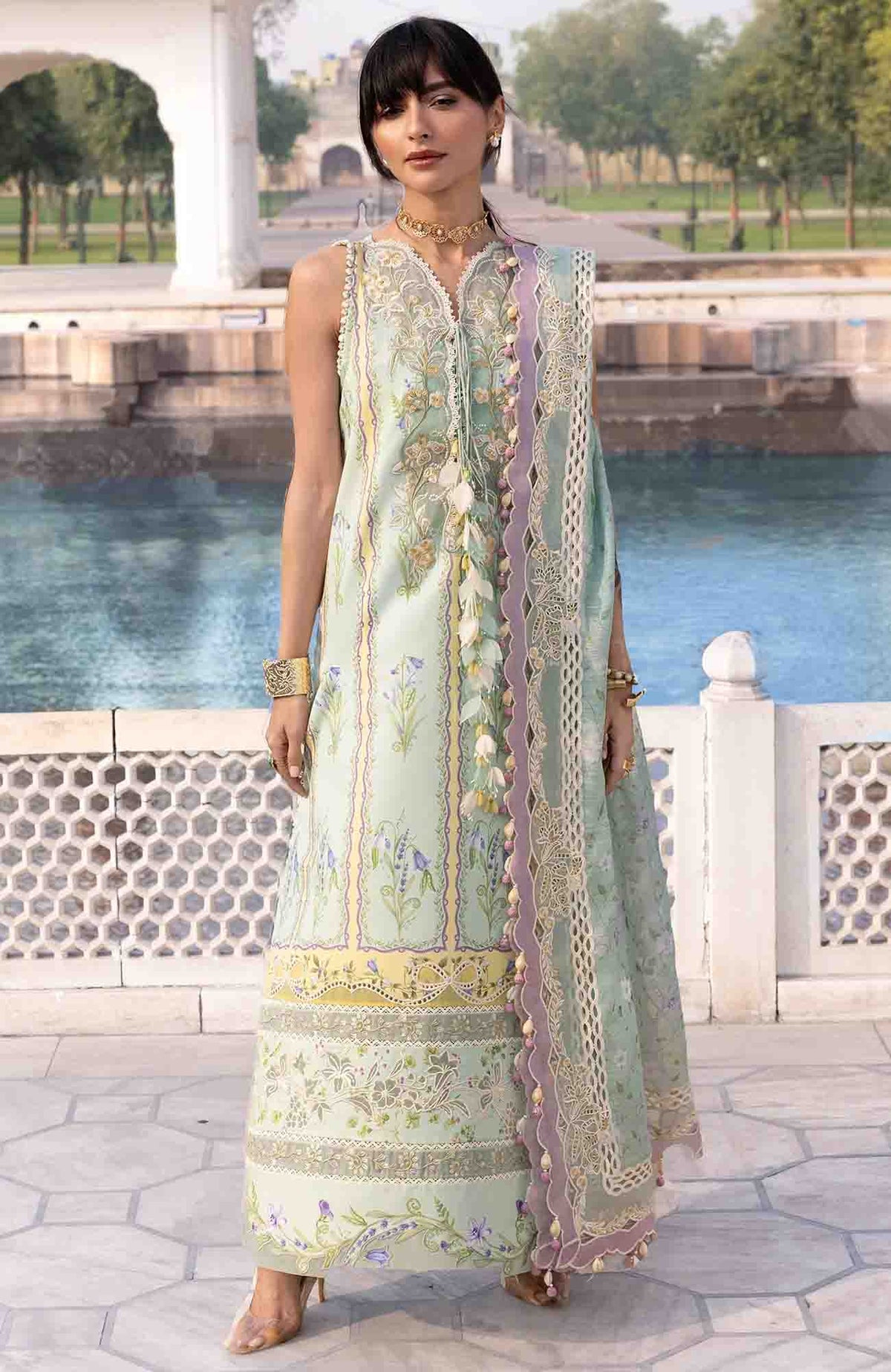 Flow Luxury by Crimson Unstitched Lawn Embroidered 3 Piece Suits -CRMFLXL-9B - Sun-Kissed Letter-  Summer Collection
