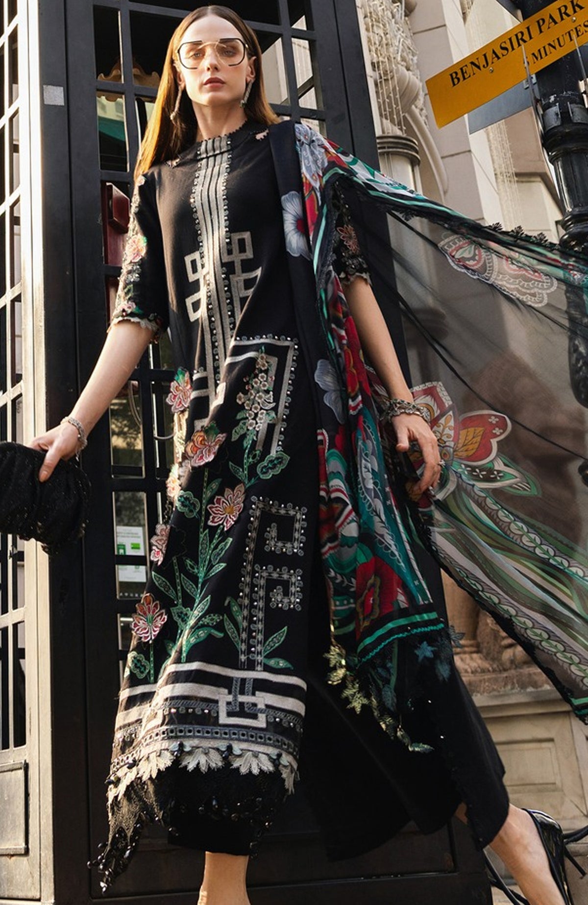 Luxury Lawn Eid II By Maria B Unstitched Lawn Embroidered 3 Piece Suit - MBEDIILXL-11- Summer Collection