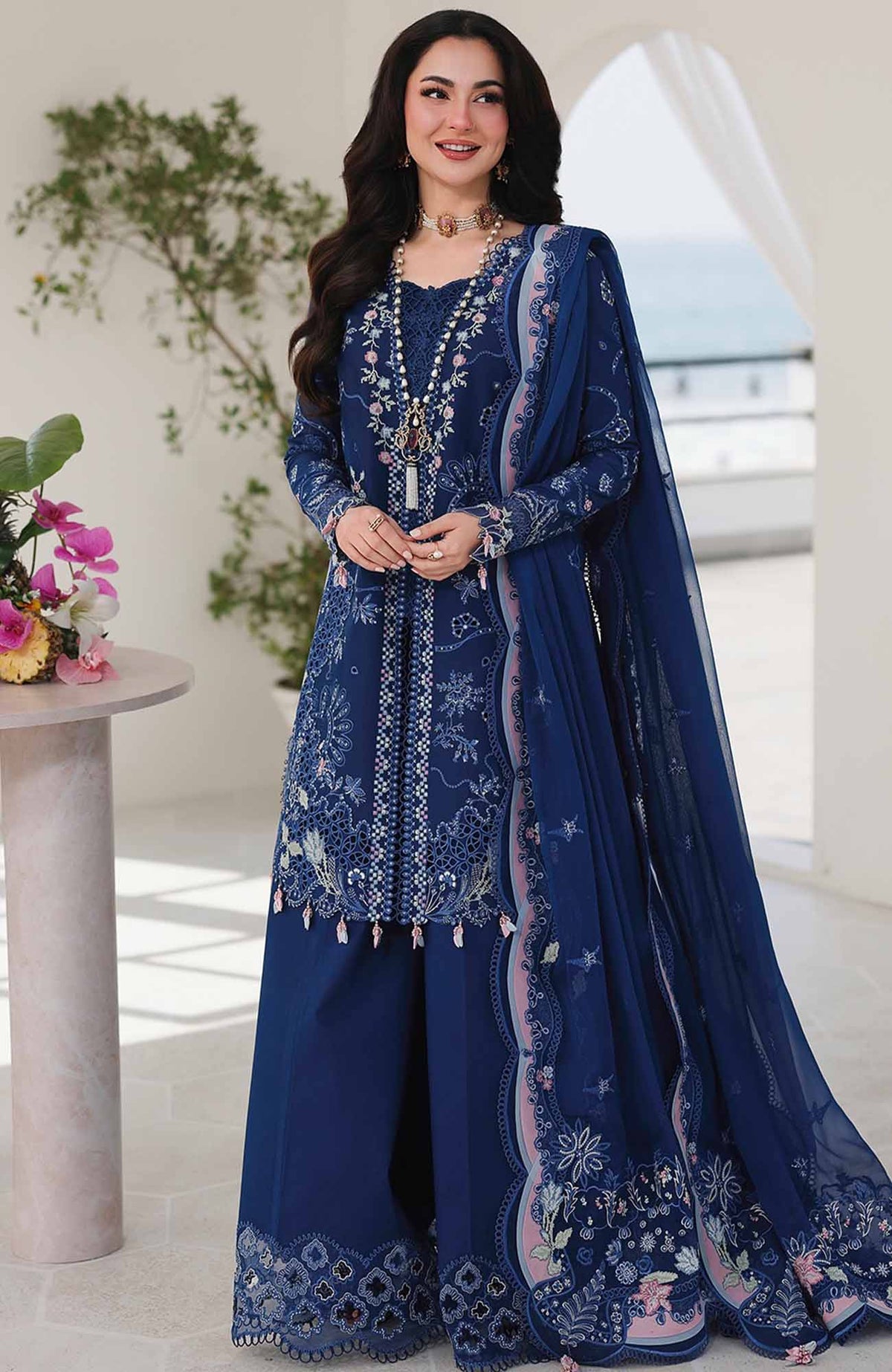 Sahil By Qalamkar Unstitched Lawn Embroidered 3 Piece Suit - QLMSL016 - Esma - Summer Collection