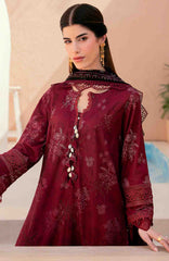 Mausummery Unstitched  Lawn Embroidered  Printed 3 Piece Suit Vol-1 MUSV1EPL-02 - Garnet - Summer Collection