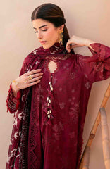 Mausummery Unstitched  Lawn Embroidered  Printed 3 Piece Suit Vol-1 MUSV1EPL-02 - Garnet - Summer Collection