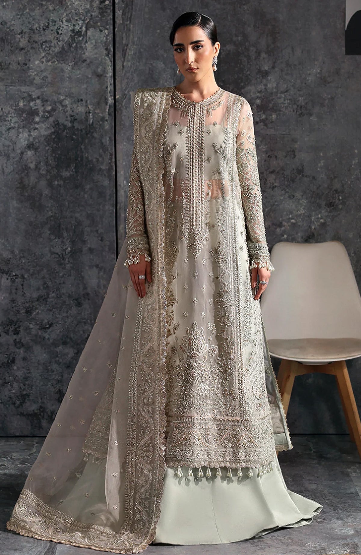 Seraphine by Zarposh Unstitched Chiffon Embroidered 3 Piece Suit- ZRPSHN-02-HALO- Formal Collection
