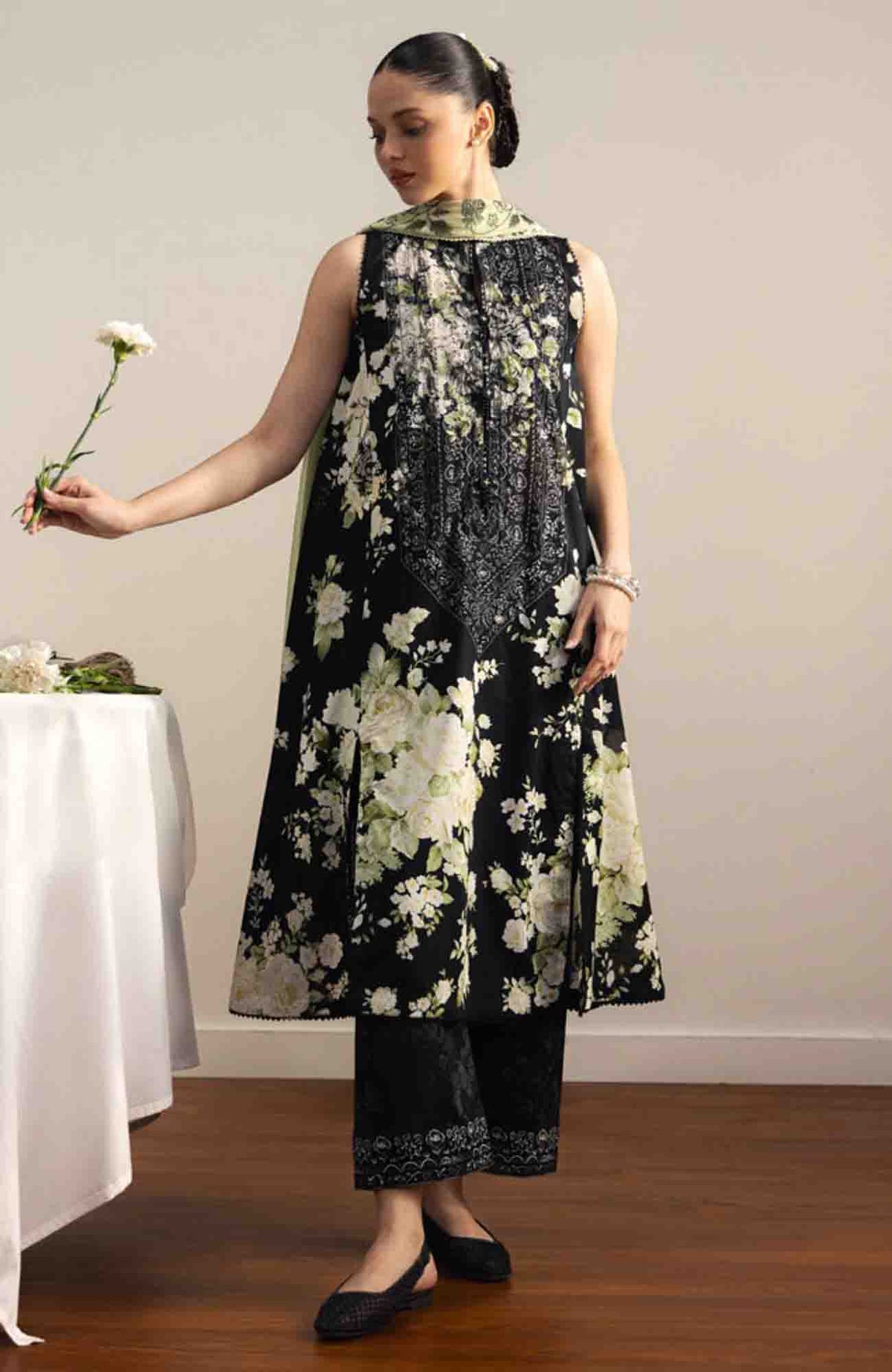 Coco Prints Drop-Two By Zara Shahjahan Unstitched Lawn Printed 3 Piece Suit - CCZSDIILP-1B- Haru - Summer Collection