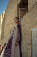 Beneath The Skies of Bukhara By Hemline Mushq Unstitched Embroidered 3 Piece Suit - MQHMBSBW- WINTER CARAVAN- Winter Collection