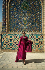 Beneath The Skies of Bukhara By Hemline Mushq Unstitched Embroidered 3 Piece Suit - MQHMBSBW- DUSK WHISPER- Winter Collection