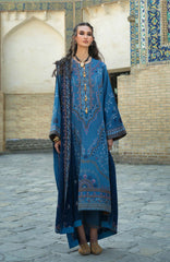 Beneath The Skies of Bukhara By Hemline Mushq Unstitched Embroidered 3 Piece Suit - MQHMBSBW- HERITAGE HAZE- Winter Collection