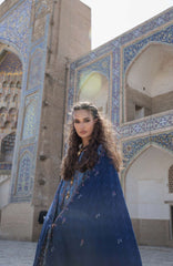 Beneath The Skies of Bukhara By Hemline Mushq Unstitched Embroidered 3 Piece Suit - MQHMBSBW- HERITAGE HAZE- Winter Collection