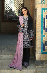 Beneath The Skies of Bukhara By Hemline Mushq Unstitched Embroidered 3 Piece Suit - MQHMBSBW- BAZAAR TRAIL Winter Collection