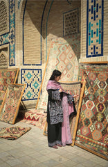 Beneath The Skies of Bukhara By Hemline Mushq Unstitched Embroidered 3 Piece Suit - MQHMBSBW- BAZAAR TRAIL Winter Collection
