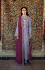 Beneath The Skies of Bukhara By Hemline Mushq Unstitched Embroidered 3 Piece Suit - MQHMBSBW- OLD CITY BLOOM- Winter Collection
