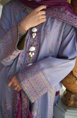 Beneath The Skies of Bukhara By Hemline Mushq Unstitched Embroidered 3 Piece Suit - MQHMBSBW- OLD CITY BLOOM- Winter Collection