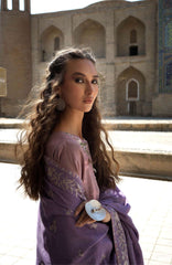 Beneath The Skies of Bukhara By Hemline Mushq Unstitched Embroidered 3 Piece Suit - MQHMBSBW- ARK REVERIE- Winter Collection