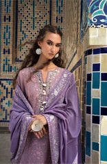 Beneath The Skies of Bukhara By Hemline Mushq Unstitched Embroidered 3 Piece Suit - MQHMBSBW- ARK REVERIE- Winter Collection