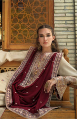 Beneath The Skies of Bukhara By Hemline Mushq Unstitched Embroidered 3 Piece Suit - MQHMBSBW- FROSTED DOME- Winter Collection