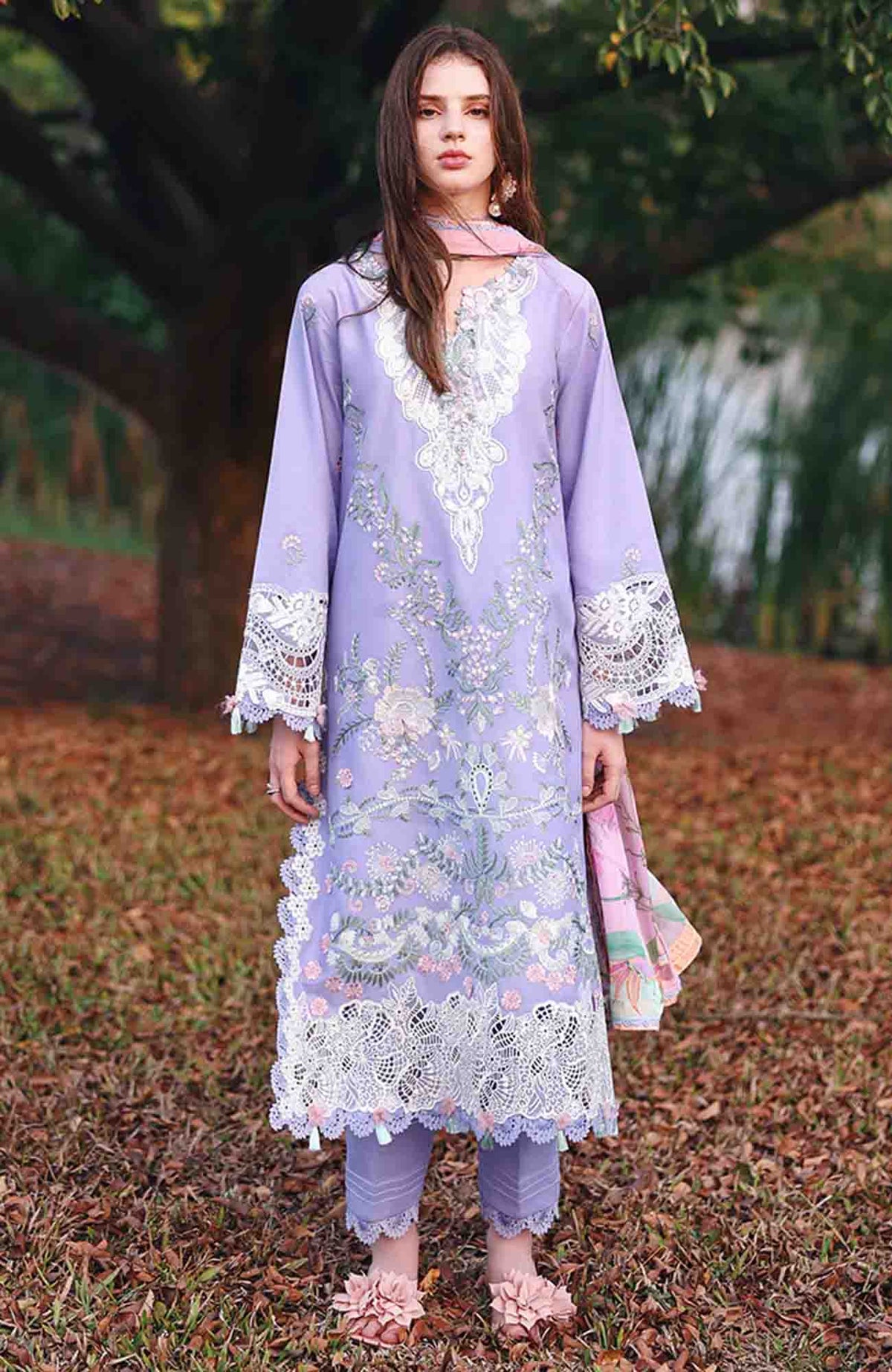 The Secret Garden - Beyond the Garden - Hemline By Mushq Unstitched Lawn Embroidered 3 Piece Suit - MQHMSGBTGL-03 -Hidden Dahlia - Summer Collection