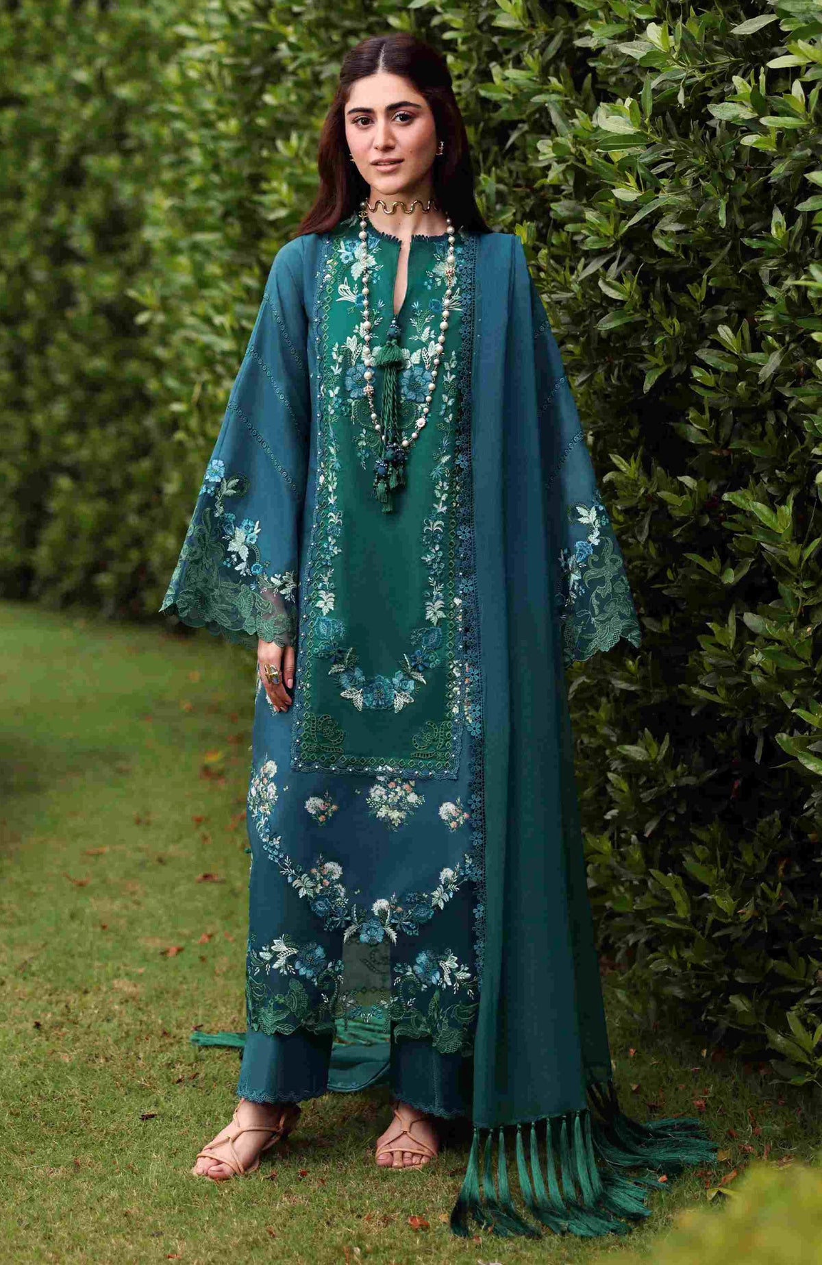 Eid Edit By Sardinia Unstitched Lawn Embroidered 3 Piece Suit -SRDEDL-08- Hillside Teal- Summer Collection