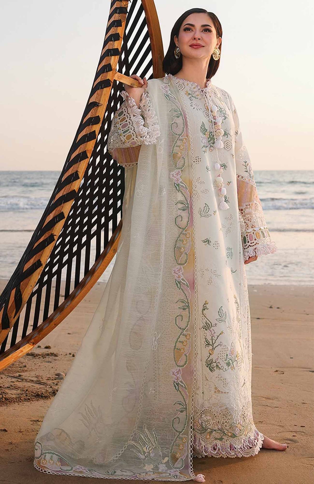 Sahil By Qalamkar Unstitched Lawn Embroidered 3 Piece Suit - QLMSL010 - Ilara - Summer Collection