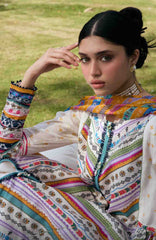Aangan by Kahf Unstitched Printed Chiffon 3 Piece Suit -KHFANGN-2A- Yasmeen- Summer Collection