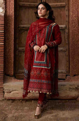 Aangan by Kahf Unstitched Printed Chiffon 3 Piece Suit -KHFANGN-1A- Surkhnoor- Summer Collection