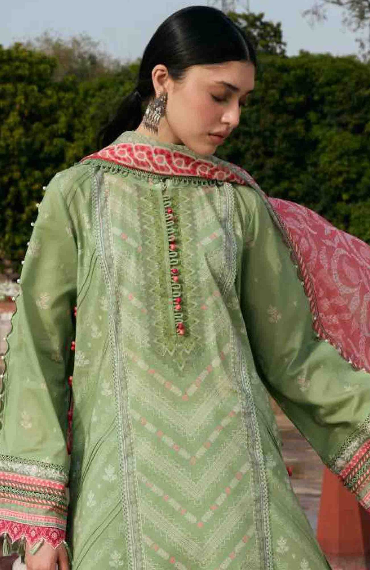 Aangan by Kahf Unstitched Printed Chiffon 3 Piece Suit -KHFANGN-6B- Gul-Bahar- Summer Collection