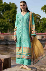 Aangan by Kahf Unstitched Printed Chiffon 3 Piece Suit -KHFANGN-7A- Nazish- Summer Collection