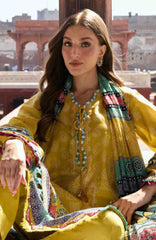 Aangan by Kahf Unstitched Printed Chiffon 3 Piece Suit -KHFANGN-8A- Zarafshan- Summer Collection