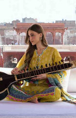 Aangan by Kahf Unstitched Printed Chiffon 3 Piece Suit -KHFANGN-8A- Zarafshan- Summer Collection