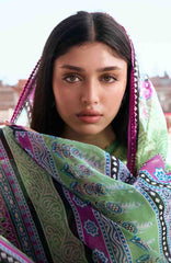 Aangan by Kahf Unstitched Printed Chiffon 3 Piece Suit -KHFANGN-8B- Rumi- Summer Collection
