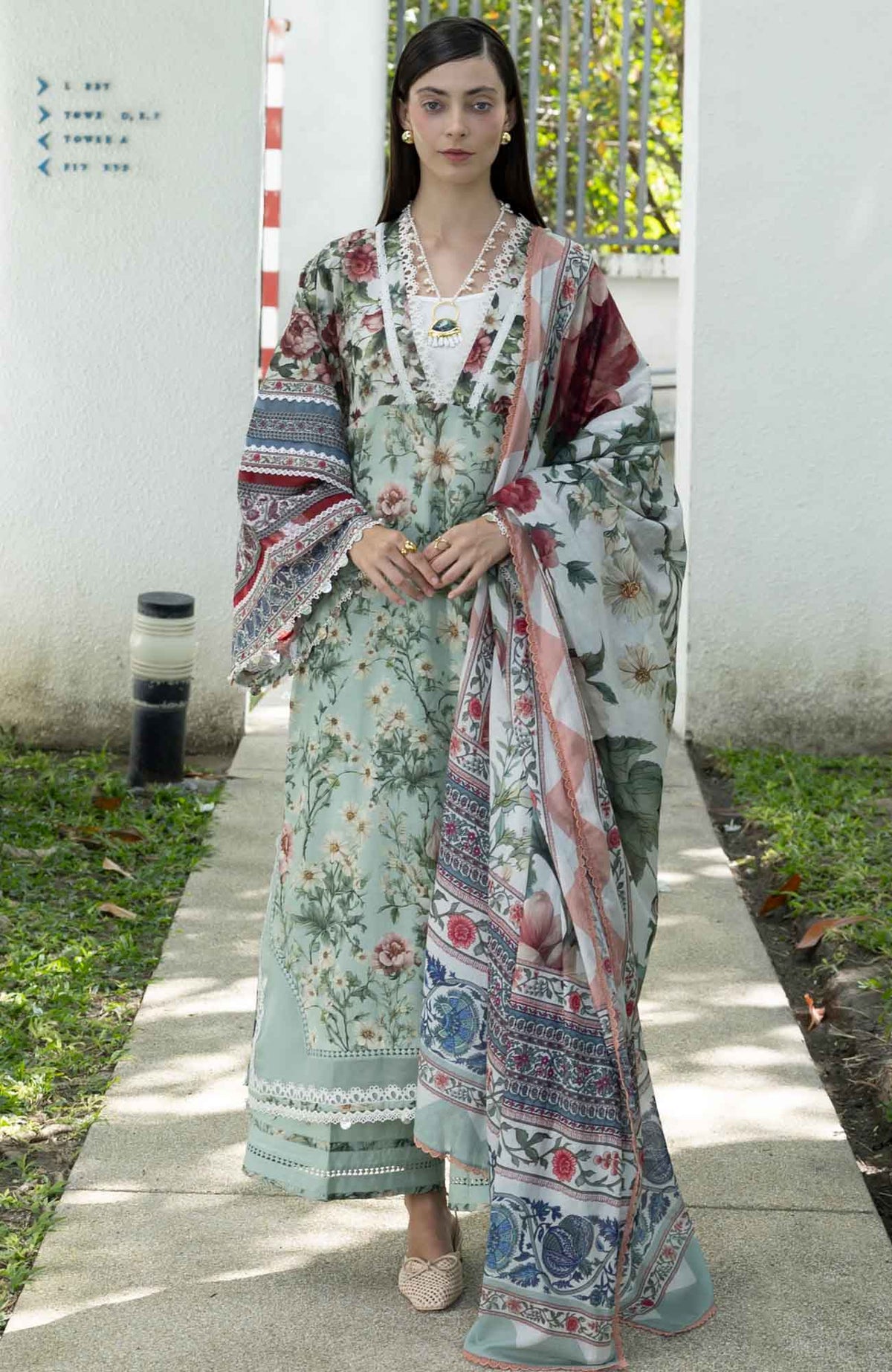 Santorini by Elaf Unstitched Lawn Printed 3 Piece Unstitched Suit - ELFSAN6B- Opa Line Garden- Summer Collection