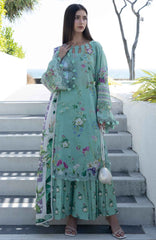 Santorini by Elaf Unstitched Lawn Printed 3 Piece Unstitched Suit - ELFSAN7A- Teal Me- Summer Collection