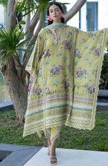 Santorini by Elaf Unstitched Lawn Printed 3 Piece Unstitched Suit - ELFSAN4A-Avocado- Summer Collection