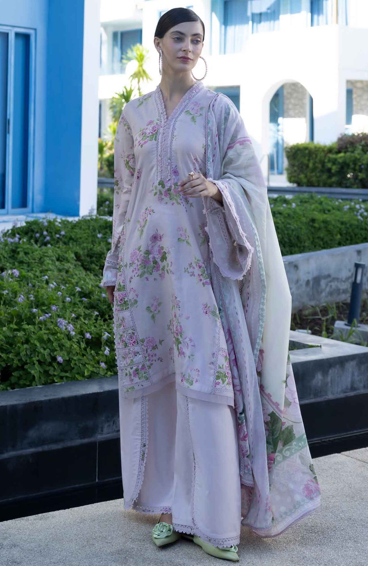 Santorini by Elaf Unstitched Lawn Printed 3 Piece Unstitched Suit - ELFSAN4B-Doll Me Up- Summer Collection