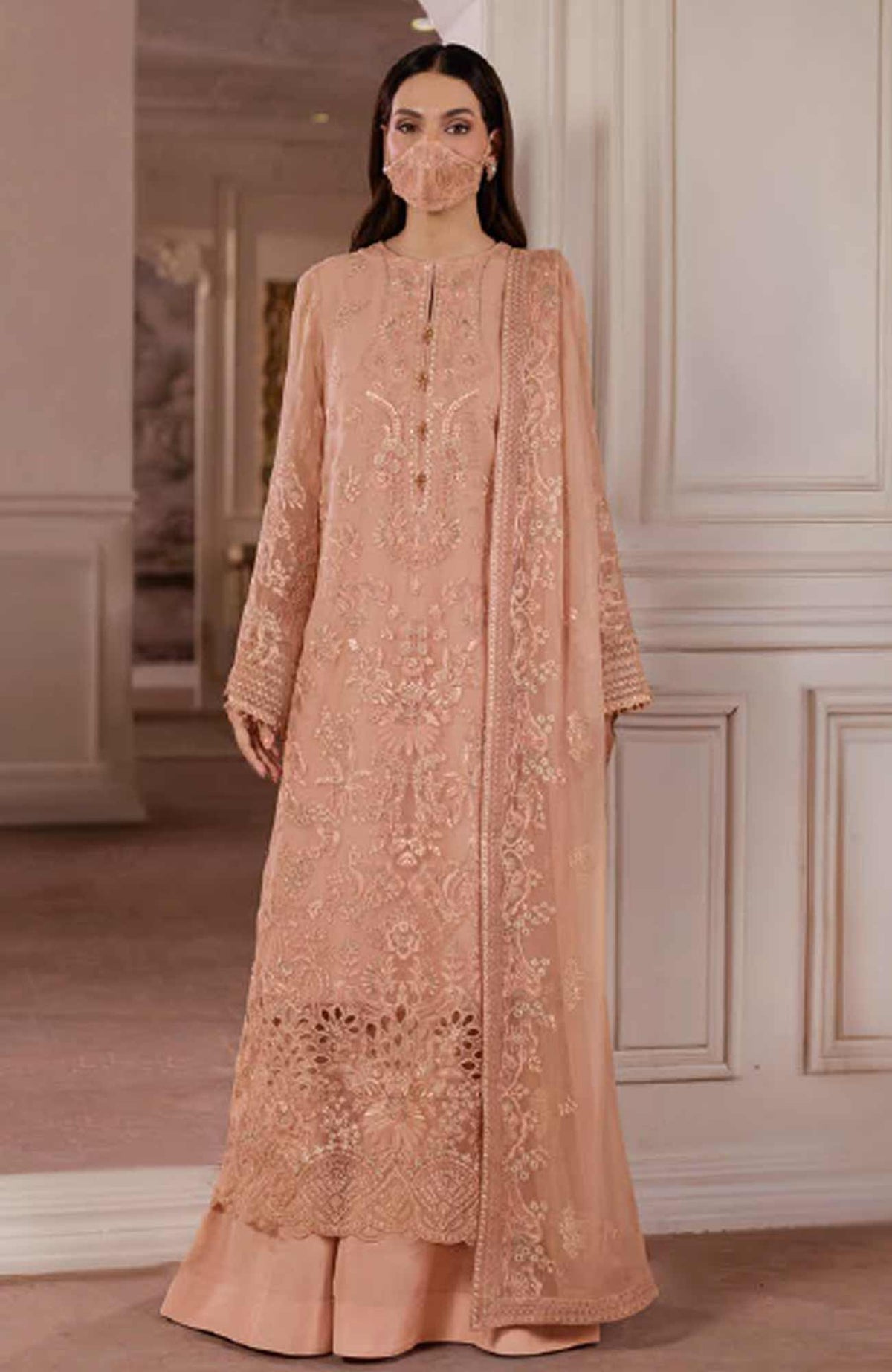 Parisa Safeera by Flossie Unstitched Chiffon Embroidered  3 Piece Suit -FLSPRSF-08- Festive Collection