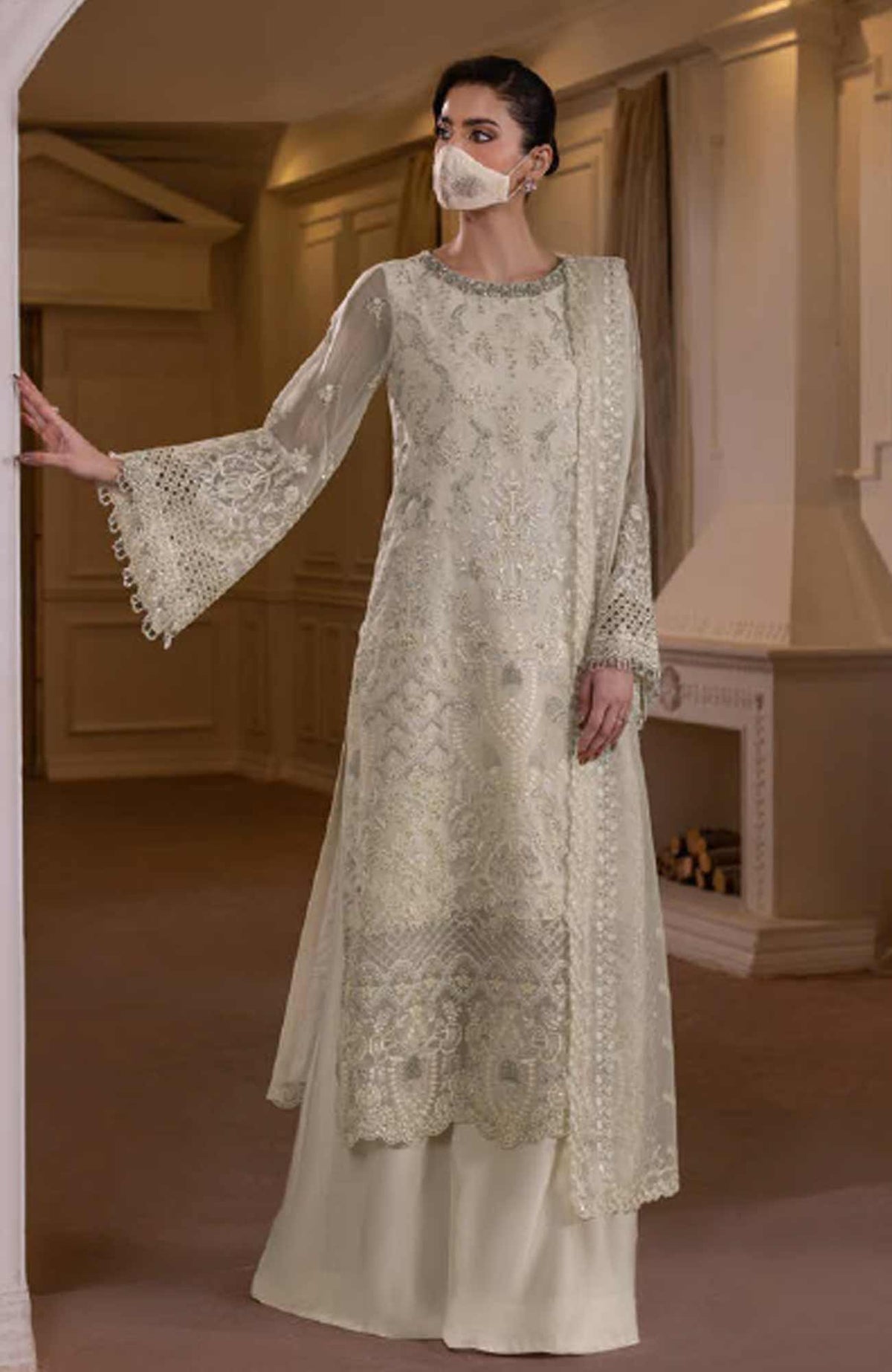 Parisa Safeera by Flossie Unstitched Chiffon Embroidered  3 Piece Suit -FLSPRSF-09- Festive Collection