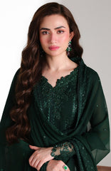 Ensembles By Azure Unstitched Chiffon Embroidered 3 Piece Suit - AZRENSM8- LEENA - Festive Collection