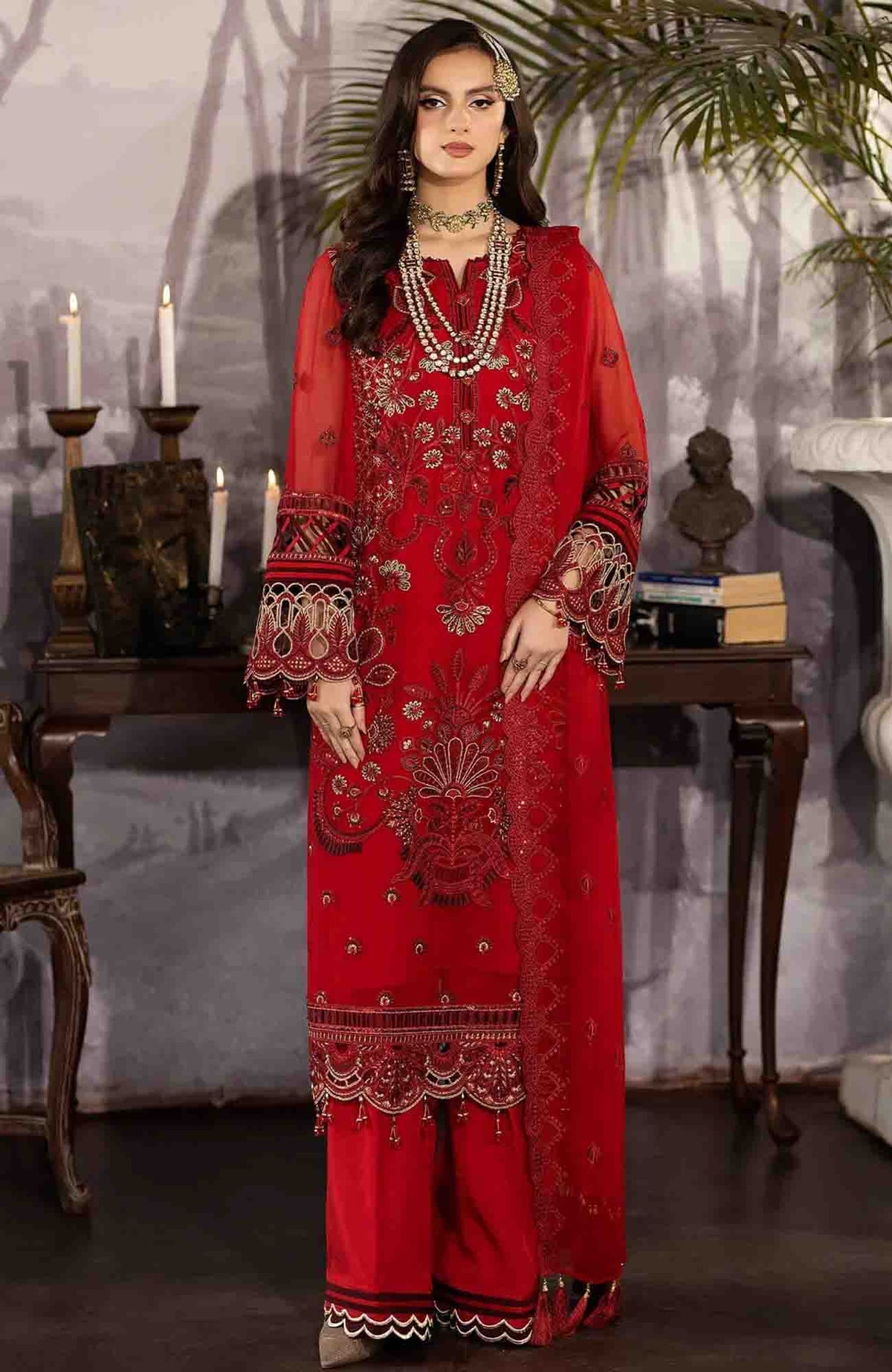 Enliven Majestic by Imrozia Premium Unstitched Chiffon 3Pc Suit- IMREV24F68- Formal Collection